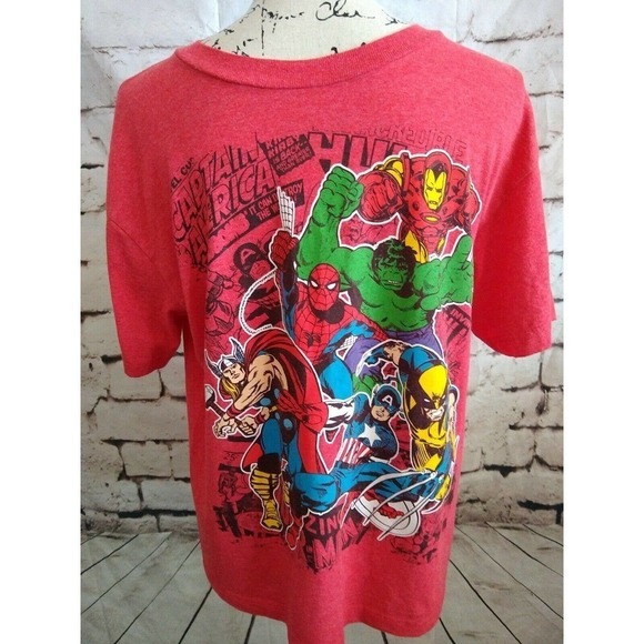 Official Marvel Comics T-Shirt Red Youth XL Adult Small Hulk Thor Spiderman - Picture 1 of 5